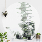 PAPIER PEINT ROND AUTOCOLLANT - EUCALYPTUS IN WHITE LIGHT Ø 150CM