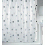 RIDEAU DE DOUCHE - 180 X 200 CM - POLYESTER - BLANC ET ARGENT - MILANO SPIRELLA