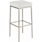 TABOURET DE BAR DESIGN MODERNE ASSISE CONFORTABLE EN SYNTHÉTIQUE BLANC PIEDS ACIER INOXYDABLE BROSSÉ - OR