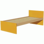 LIT TÊTE ET PIED DROIT SOMMIER AGGLO 90X200 CM IDENTITÉ ARGENT/ORANGE - MANUTAN COLLECTIVITÉS