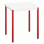 TABLE MULTI-USAGES L 70 X P 60 CM BLANC PIEDS ROUGE