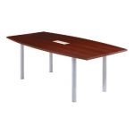TABLE TONNEAU AVEC ÉLECTRIFICATION ACTUAL L. 200 X 100 CM - PLATEAU WENGÉ - 4 PIEDS CARRÉS ALUMINIUM