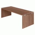 BUREAU DROIT L 200 CM PIÈTEMENT PLEIN BOIS DÉCOR NOYER- MILANO