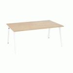 BUREAU MANAGER EDEN ARCHE CHÊNE CLAIR L 180 CM PIÈTEMENT MÉTAL BLANC