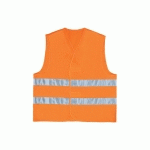 GILET HAUTE VISIBILITÉ BANDES PARALLÈLES RÉGLABLE ORANGE FLUO/ARGENT TU - VET3029GT