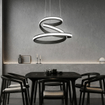 LAMPES PLAFONNIERS SALON SUSPENDU LAMPE DE TABLE À MANGER MODERNE NOIR LED SUSPENSION DIMMABLE, MÉTAL INCURVÉ, 32W 2000LM BLANC CHAUD, DXH 41X150 CM