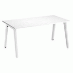 BUREAU DROIT INDIVIDUEL BLANC 160 X 80 CM, PIÉTEMENT MÉTAL BLANC EXPRIM