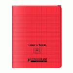 LOT DE 10 - CAHIER A RABAT CONQUERANT CLASSIQUE AGRAFE 170X220 96P 90G SEYES POLYPRO ROUGE