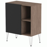 RANGEMENT MI-HAUT JAVA 80 CM 1 PORTE 2 NICHES NOYER/NOIR - MANUTAN COLLECTIVITÉS