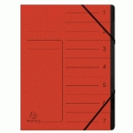 TRIEUR AGRAFÉ AVEC ÉLASTIQUES INTÉRIEUR NOIR 7 COMPARTIMENTS - A4 - ROUGE - LOT DE 10