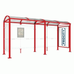 ABRI BUS VOÛTE 5 M VITRINE - 1 BARDAGE LATÉRAL - ROUGE 3020 - PROCITY