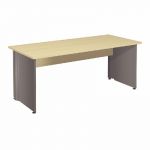 BUREAU DROIT ACTIVITY - L. 180 X P. 80 CM - PLATEAU HÊTRE - PIEDS PLEINS 'ANTHRACITE'