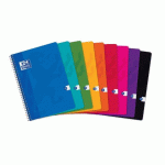 LOT DE 5 - CAHIER OXFORD COLOR LIFE A4 GRANDS CARREAUX SEYÈS 180 PAGES RELIURE SPIRALE COUVERTURE CARTE COLORIS ASSORTIS