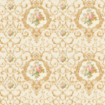 PAPIER PEINT INTISSÉ FLORAL POUR CHAMBRE | PAPIER PEINT ORIGINAL À MOTIFS FLEUR PASTEL | TAPISSERIE DORÉE BAROQUE POUR ESCALIERS - 10,05 X 0,53 M