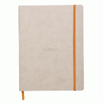 RHODIARAMA CARNET SOUPLE 19X25 CM 160 PAGES DOT PAPIER IVOIRE 90G FERMETURE ÉLASTIQUE - BEIGE
