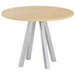 TABLE RÉUNION EVAN Ø 100 CM PIED ALU PLATEAU STRAT HÊTRE - MBA