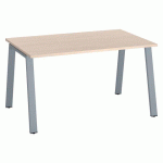 BUREAU DROIT ECLA CHÊNE CLAIR L 140 X P 80 CM PIÈTEMENT MÉTAL FINITION ALUMINIUM