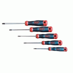 JEU DE 5 TOURNEVIS S1 TORX® À LAMES RONDES ET MANCHES BI-MATIÈRE SAM OUTILLAGE