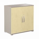 MEUBLE BAS ACTIVITY 2 AVEC PORTES - H. 73 X L. 80 X P. 45 CM - CORPS BLANC - COLORIS DES PORTES : HÊTRE.