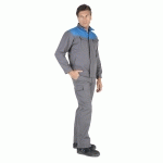 BLOUSON DE TRAVAIL - EMPIÈCEMENTS CONTRASTÉS - COTON/POLYESTER  - GRIS - TAILLE 2