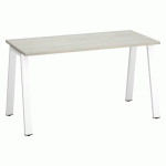 BUREAU DROIT ECLA CHÊNE GRIS L 140 X P 60 CM PIÈTEMENT MÉTAL FINITION BLANC
