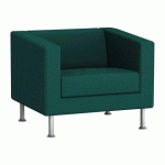 FAUTEUIL ODEL - TISSU VERT BOUTEILLE, PIEDS ALU