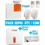 PACK ALARME RADIO SEPIO AVEC TRANSMETTEUR RTC / GSM + SIRENE EXTERIEUR - LOGISTY HAGER