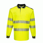 PORTWEST T184 PW3 POLO HAUTE VISIBILITÉ ML JAUNE/NOIR - TAILLE S