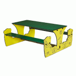 TABLE-BANC OURSON 6 ENFANTS HAUT. D\' ASSISE 18 CM VERT - MANUTAN COLLECTIVITÉS