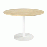 TABLE RONDE PLATEAU DIAMÈTRE 120 CM CHÊNE CLAIR INTUITIV PIED COLONNE MÉTAL