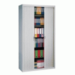 ARMOIRE MÉTAL À RIDEAUX DÉMONTABLE CLASSIQUE H 220 X L 100 CM CORPS GRIS CLAIR / RIDEAUX GRIS CLAIR