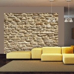 PAPIER PEINT VIEUX MUR EN PIERRE - 200 X 154 CM - BEIGE, BEIGE