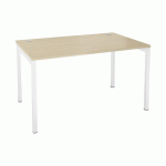 BUREAU DROIT SQUADRA L 120 X P 80 CM CHÊNE CLAIR PIÈTEMENT MÉTAL BLANC