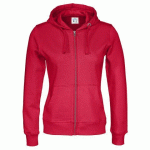 COTTOVER SWEATSHIRT À CAPUCHE FULL ZIP FEMME - CERTIFIÉ GOTS ROUGE - TAILLE XS
