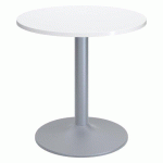 TABLE RONDE EXCELLENS PLATEAU D 80 CM BLANC - 3 PERSONNES - PIED MÉTAL TULIPE ALU RAL 9006