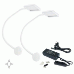 2 LAMPES BRAS FLEXIBLE - LED - DÉTECTEUR TACTILE - 2 USB - BLANC - KUMA EMUCA