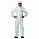 5 COMBINAISONS BLANCHES EN NON TISSÉ TYVEK, PROTECTION TYPE 5 ET 6, TAILLE XL