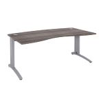 BUREAU  MANAGERCOURBE BIOSPACE 2 - L. 180 X P. 90 CM - PLATEAU 'CÈDRE' - PIEDS L'ALUMINIUM' - EMBASES 'BLANCHES'.