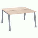 PÔLE DE 2 BUREAUX ECLA CHÊNE CLAIR L 140 X P 60 CM PIÈTEMENT MÉTAL FINITION ALUMINIUM