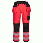 PORTWEST PANTALON HV PW3 POCHES FLOTTANTES ROUGE/NOIR - TAILLE 38 - STANDARD