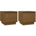 TABLES DE CHEVET 2PCS MARRON MIEL 35X34X32CM BOIS DE PIN SOLIDE