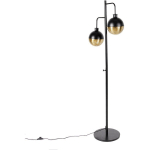 QAZQA - HAICHA - LAMPADAIRE - 2 LUMIÈRE - H 151 CM - NOIR ET OR - RUSTIQUE - ÉCLAIRAGE INTÉRIEUR - SALON I CHAMBRE I CUISINE I SALLE À MANGER