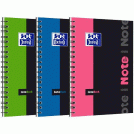 LOT DE 5 - CAHIER OXFORD ETUDIANTS NOTEBOOK B5 PETITS CARREAUX 5MM 160 PAGES RELIURE SPIRALE COUVERTURE CARTE POLYPRO COLORIS ASSORTIS