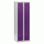 VESTIAIRE 2 COLONNES COLOR MONOBLOC INDUSTRIE PROPRE - A CODE - PRUNE