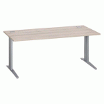 BUREAU DROIT L 180 CM CHÊNE GRIS PIÈTEMENT MÉTAL ALUMINIUM PLUS ALUMINIUM BRUNEAU EXCELLENS