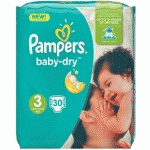 COUCHES BABY DRY TAILLE 3 PAMPERS X 30