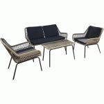 ENSEMBLE MINDORO : 1 TABLE BASSE 1 CANAPÉ 2 FAUT GRIS/NATUR