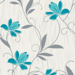 BRICOFLOR - PAPIER PEINT FLEURI TAPISSERIE FLEU TAPISSERIE FLORALE PAPIER PEINT PAPIER BLEU MÉTALLIQUE BLANC - 10,05 X 0,53 M