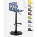 TABOURET DESIGN CUISINE BAR BASE NOIRE MATE RÉGLABLE GRAND SOLEIL SPIDER MATT COULEUR: BLEU