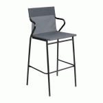 LOT DE 2 - FAUTEUIL HAUT HORIZON LAFUMA - TOILE BATYLINE ANTHRACITE - PIED ACIER NOIR